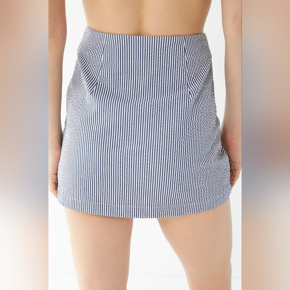 Urban Outfitters Sailorette Striped Mini Skirt NEW Faux Button Front Bib Panel - Picture 6 of 16